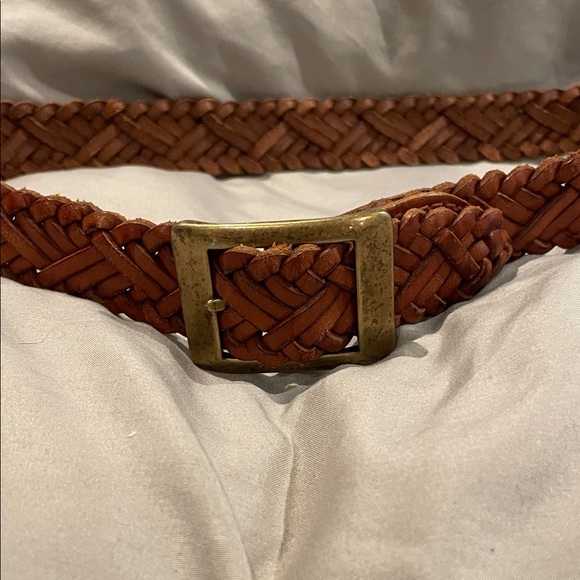 Vintage Liz Claiborne Braided Brown Leather Belt with brass buckle. Medium. - Picture 1 of 9